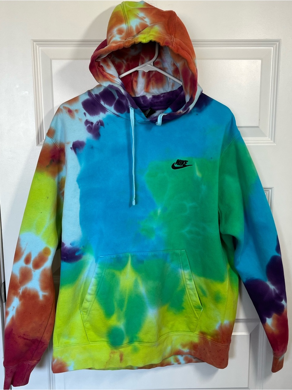 Nike Tie Dye Hoodie Large Multicolor Streetwear Pullover